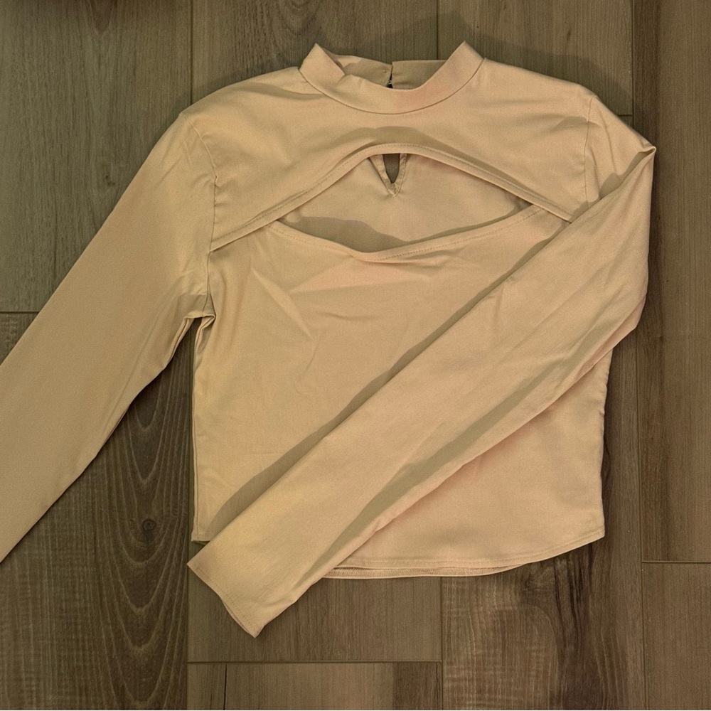 Boohoo Cream Cut-Out Women’s Shirt Blouse Long Sleeve Top
